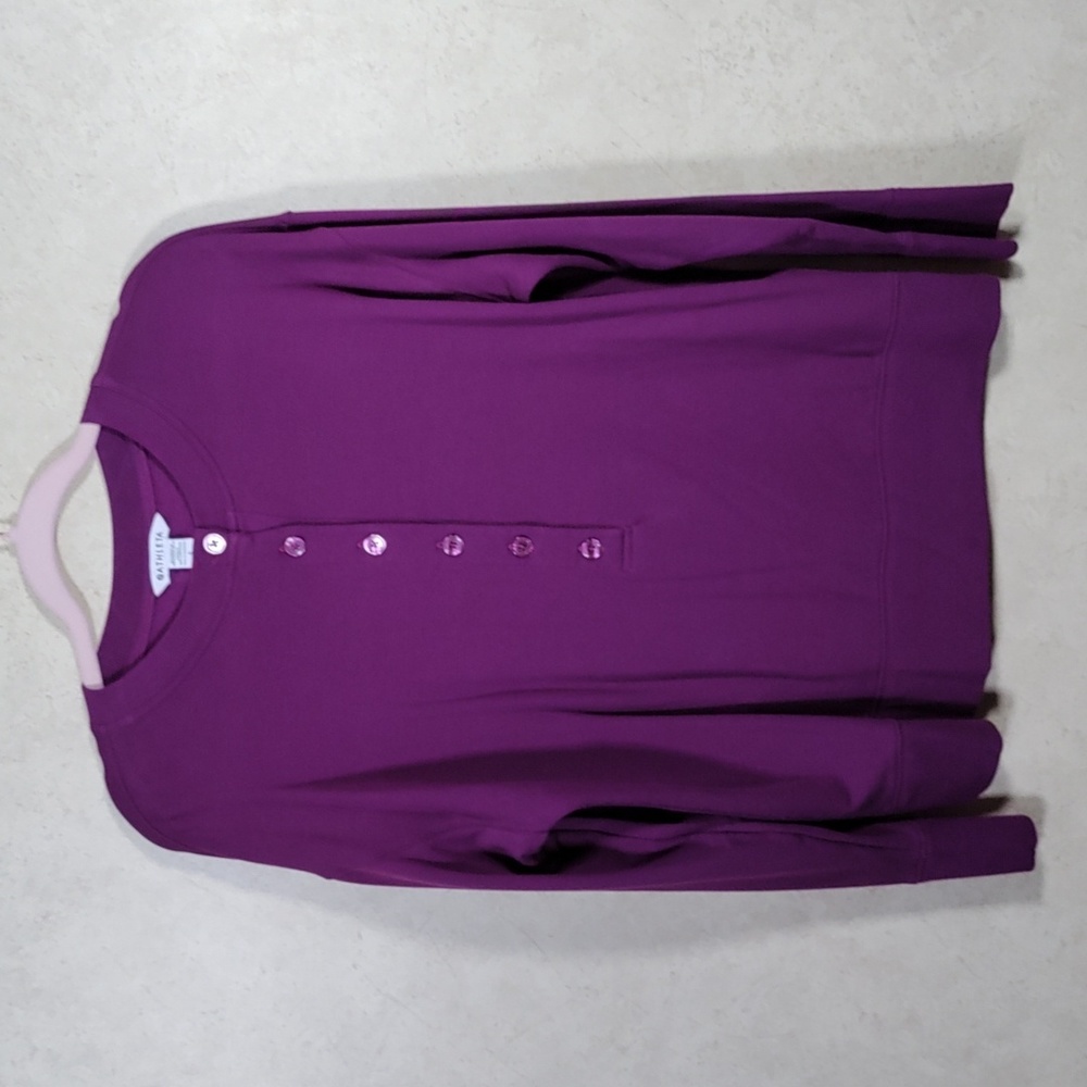 04143 Athleta purple half button L/S fleece lined top S